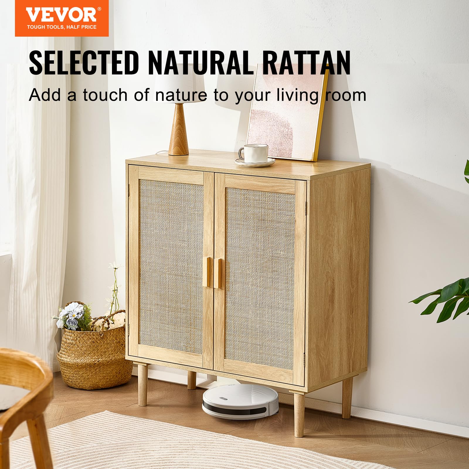 Foto 3 pulgar | Armario De Ratán Vevor Para Almacenamiento De Ratán Con 2 Puertas Y Estantes - Venta Internacional.