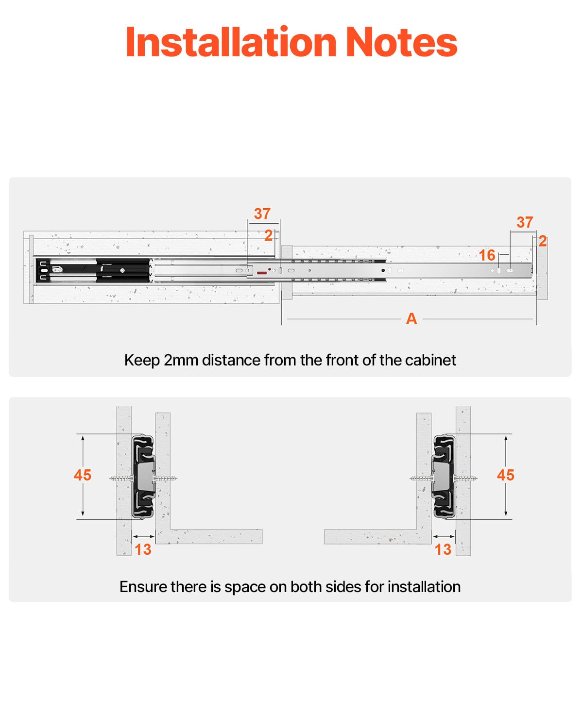 Foto 6 | Diapositivas Para Cajones Vevor, Cierre Suave, 60 Cm, Resistentes, 100 Kg De Carga - Venta Internacional.