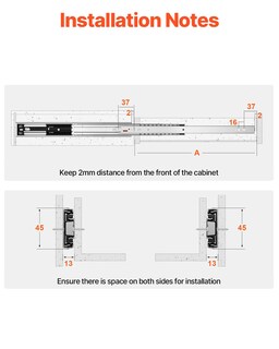 Foto 6 | Diapositivas Para Cajones Vevor, Cierre Suave, 60 Cm, Resistentes, 100 Kg De Carga - Venta Internacional.