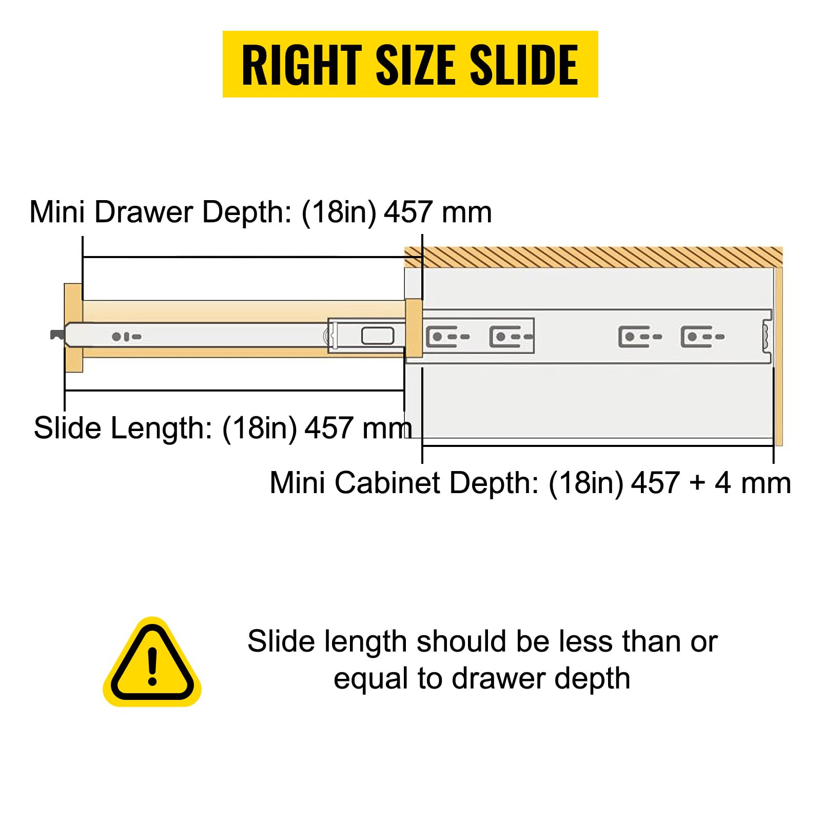 Foto 5 pulgar | Diapositivas Para Cajones Vevor De 45 Cm, 1 Par De Cierres, 227 Kg, Capacidad De Carga - Venta Internacional.