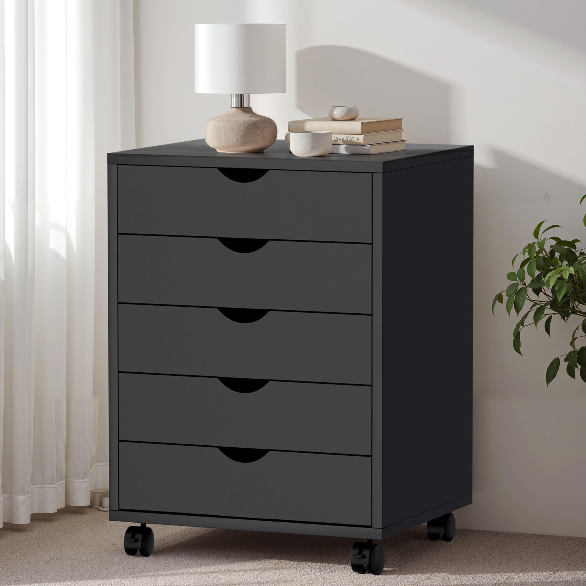 Foto 4 | Cajonera Simple Deluxe Para Oficina Con 5 Cajones, Color Negro - Venta Internacional.