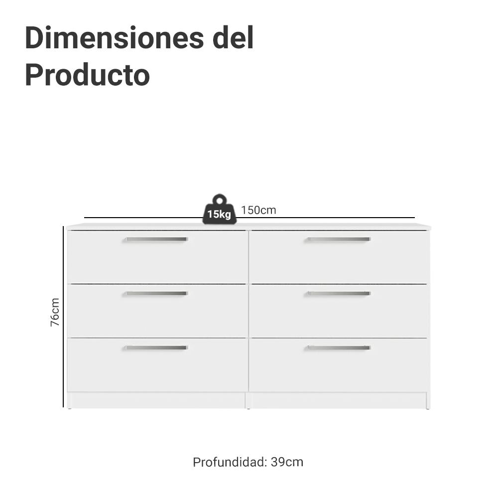 Foto 3 | Cómoda Madesa Infantil Con 6 Cajones Para Dormitorio Blanco