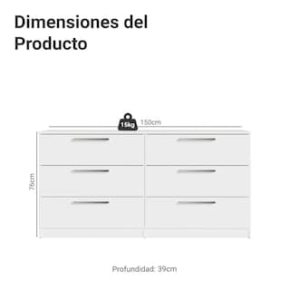 Foto 3 | Cómoda Madesa Infantil Con 6 Cajones Para Dormitorio Blanco