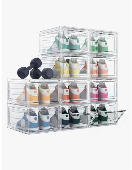 Adeske Transparente Zapatos Apilables Estantes Plasticos Transparentes 10 Piezas