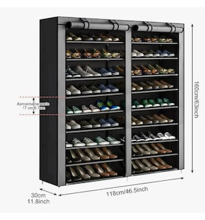 Foto 2 | Zapatero de 9 Niveles con Marco de Metal