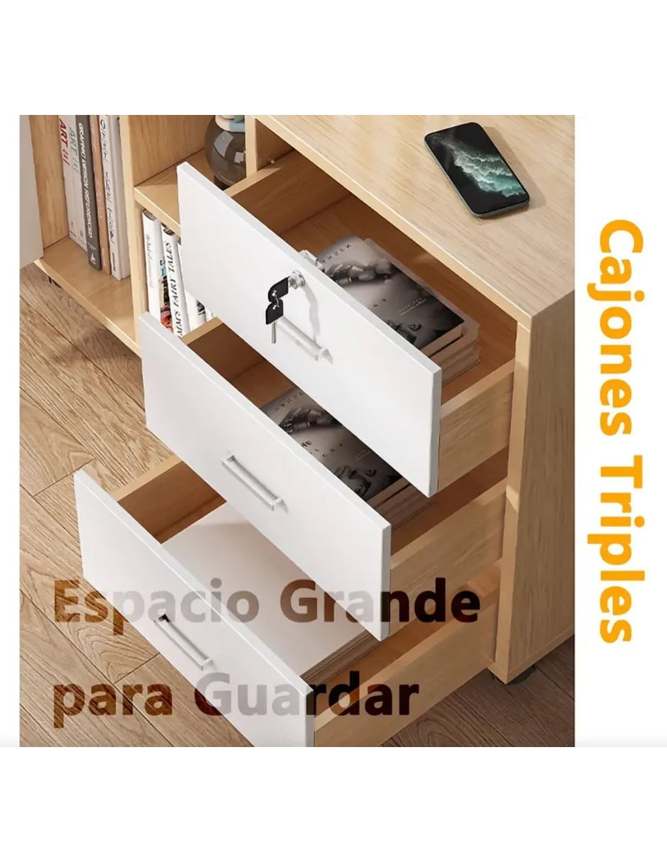 Foto 6 pulgar | Extraíble De Oficina Archivador De 3 Cajones Con 1 Puerta Cafe