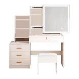 Tocador Vanity Con Espejo Luz Led Con Banco Bluelander Blanco