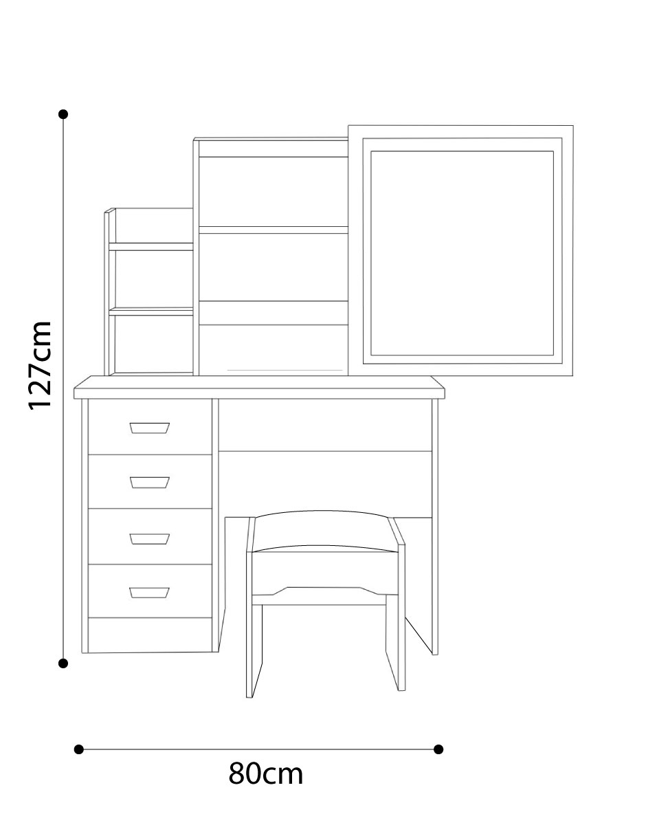 Foto 3 | Tocador Vanity Con Espejo Luz Led Con Banco Bluelander Blanco