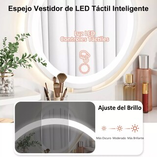 Foto 3 | Tocador de Dormitorio con Espejo Led Blanco