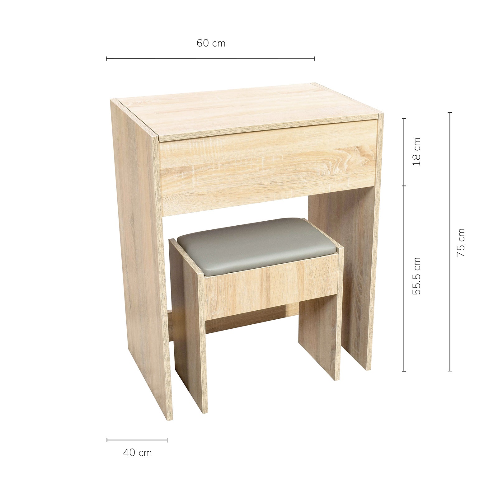 Foto 4 pulgar | Tocador Minimalista Top Living Osaka Estilo Madera Roble Con Banco