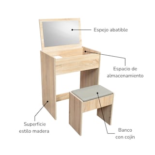 Foto 4 | Tocador Minimalista Top Living Osaka Estilo Madera Roble Con Banco
