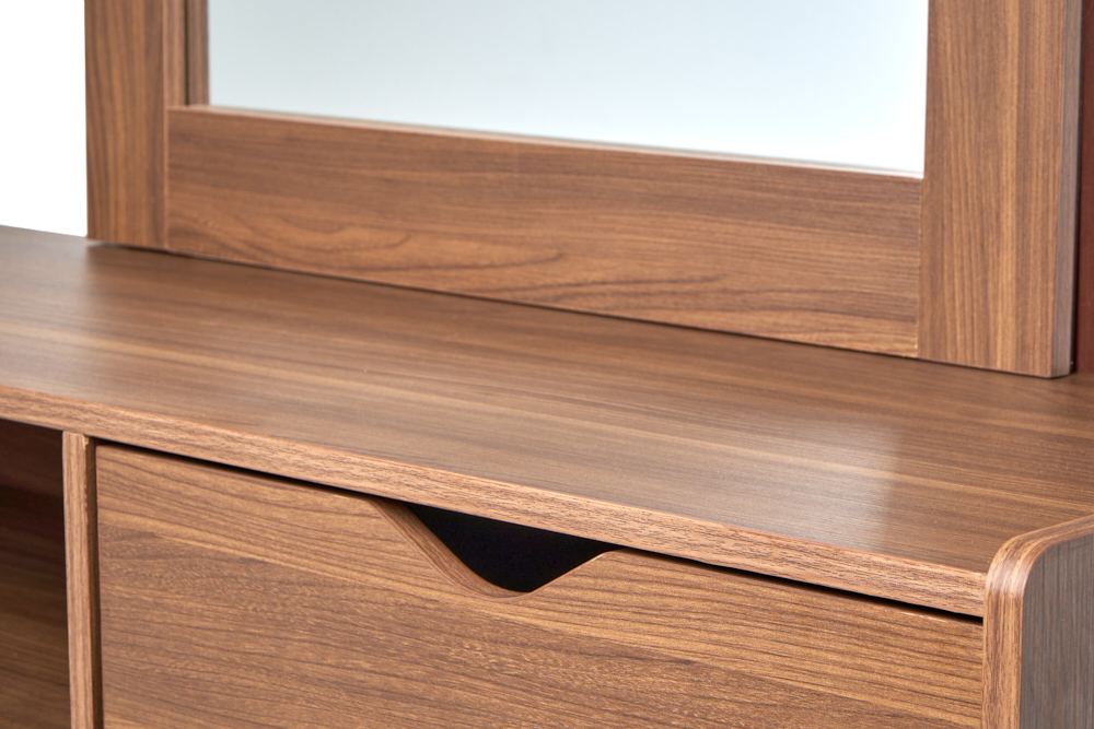 Foto 4 pulgar | Tocador - Cajonera Y Espejo Color Nogal Y Gris - Madera Mdf Y Melamina