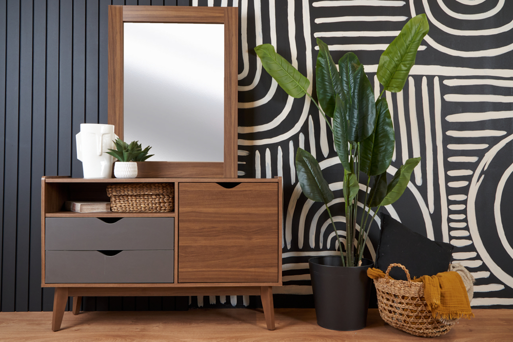 Foto 4 | Tocador - Cajonera Y Espejo Color Nogal Y Gris - Madera Mdf Y Melamina