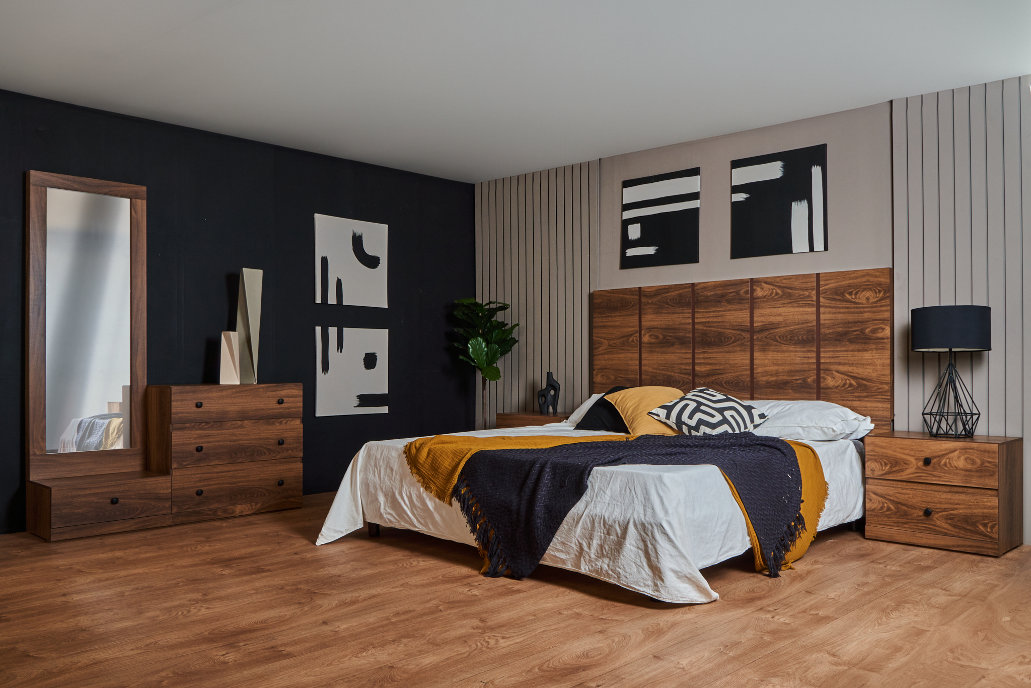 Foto 4 pulgar | Tocador - Cajonera Y Espejo De Cuerpo Completo Color Nogal - Madera Mdf