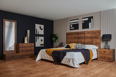 Foto 3 | Tocador - Cajonera Y Espejo De Cuerpo Completo Color Nogal - Madera Mdf
