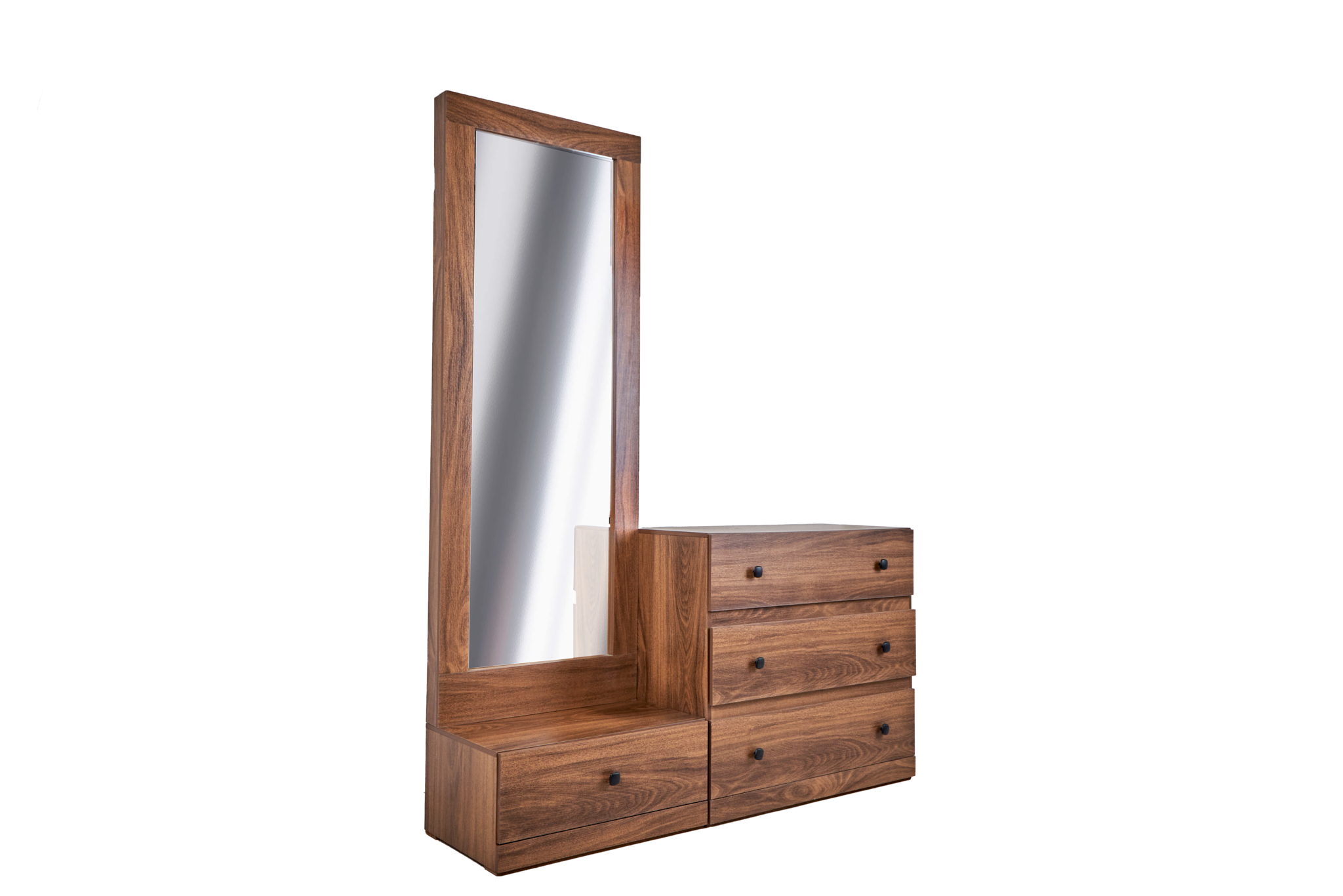 Foto 4 | Tocador - Cajonera Y Espejo De Cuerpo Completo Color Nogal - Madera Mdf