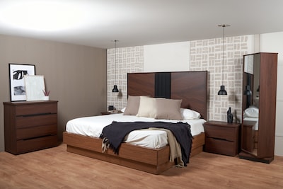 Foto 5 | Tocador - Cajonera Y Espejo De Cuerpo Completo Giratorio Color Nogal - Madera Mdf Y Melamina