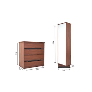 Foto 7 | Tocador - Cajonera Y Espejo De Cuerpo Completo Giratorio Color Nogal - Madera Mdf Y Melamina