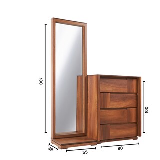 Foto 6 | Tocador - Cajonera Y Espejo De Cuerpo Completo Color Nogal - Madera Mdf Y Melamina