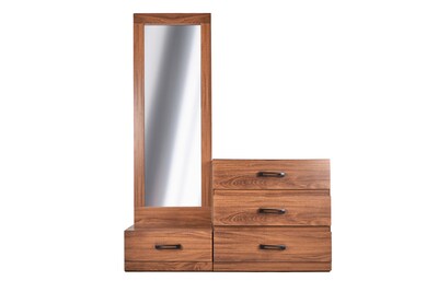 Foto 1 | Tocador - Cajonera Y Espejo De Cuerpo Completo Color Nogal - Madera Mdf