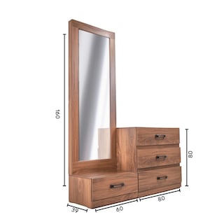 Foto 6 | Tocador - Cajonera Y Espejo De Cuerpo Completo Color Nogal - Madera Mdf