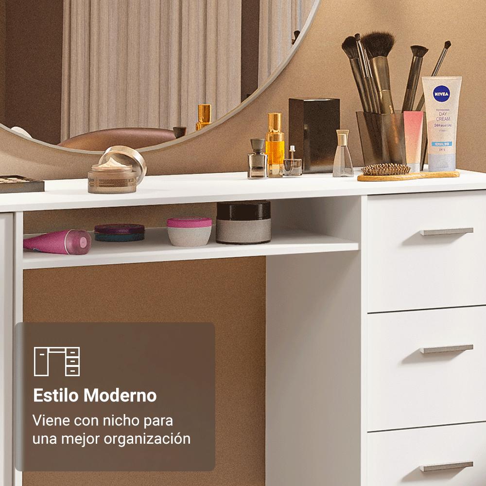 Foto 7 | Tocador Para Maquillaje O Escritorio Madesa Con 3 Cajones Bb