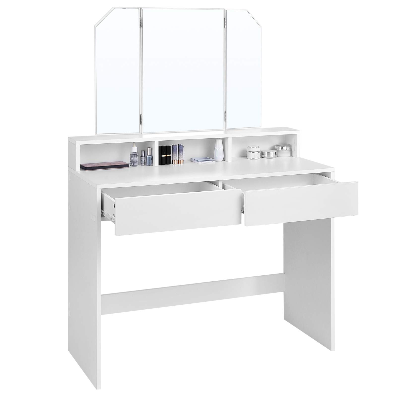 Set Vanity Vasagle con Tri-fold Mirror White Urdt115w01v1
