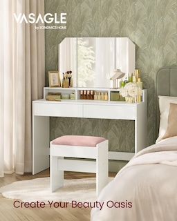 Foto 2 | Set Vanity Vasagle con Tri-fold Mirror White Urdt115w01v1