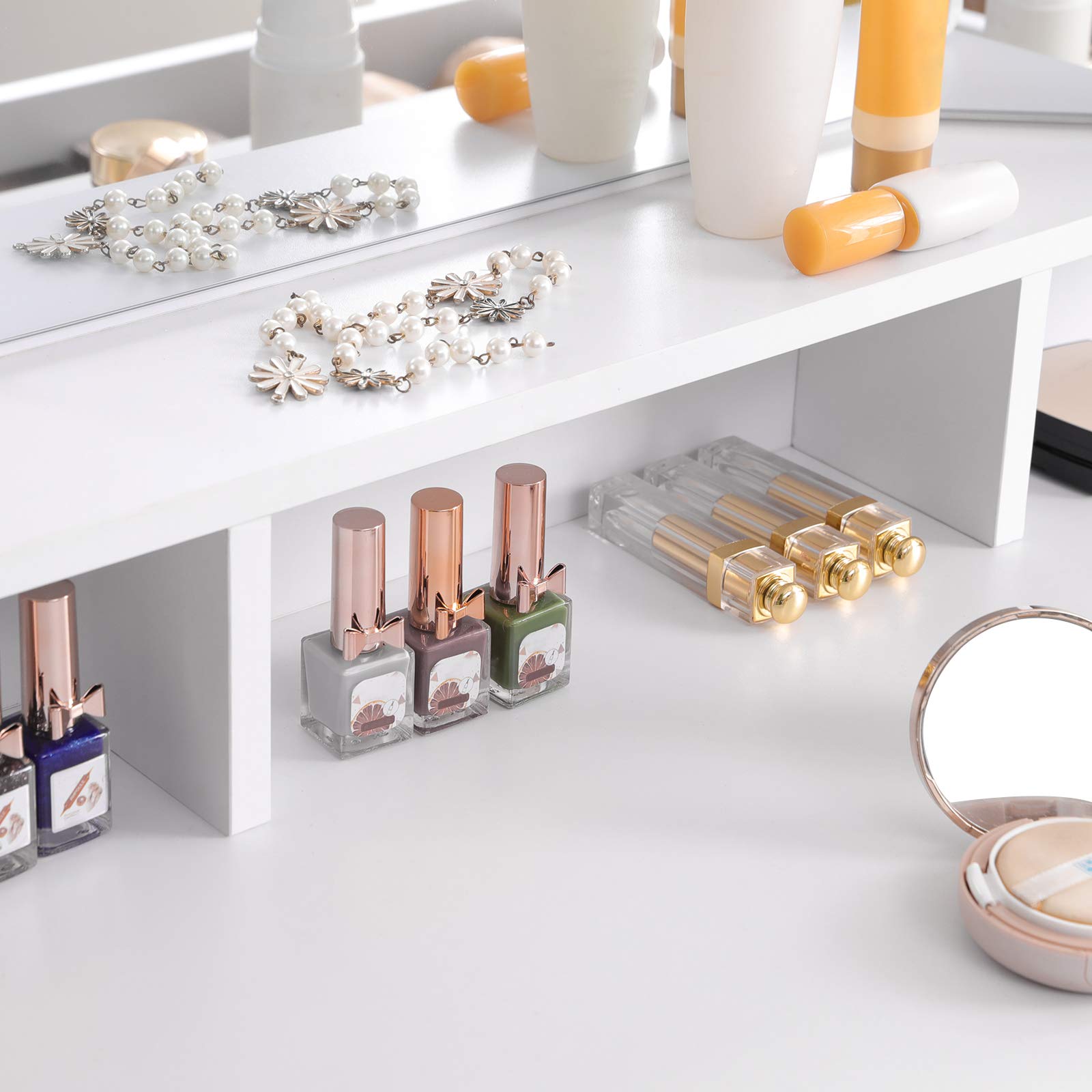 Foto 4 pulgar | Set Vanity Vasagle con Tri-fold Mirror White Urdt115w01v1