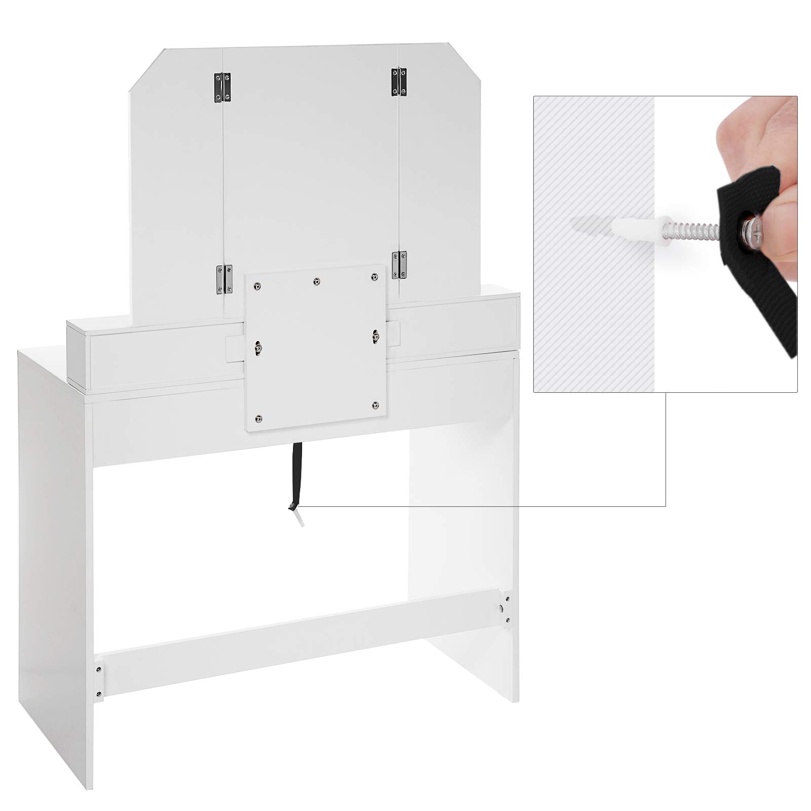 Foto 7 pulgar | Set Vanity Vasagle con Tri-fold Mirror White Urdt115w01v1