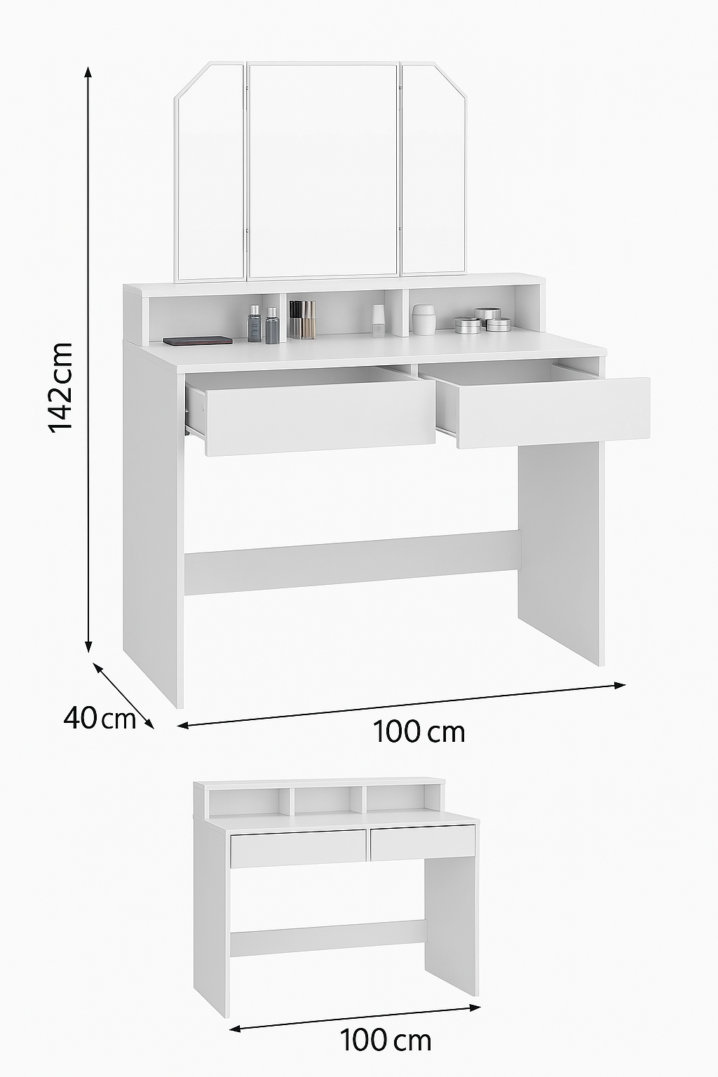 Foto 9 pulgar | Set Vanity Vasagle con Tri-fold Mirror White Urdt115w01v1