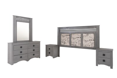 Foto 3 | Tocador - Cajonera Con 6 Cajones Y Espejo Color Gris - Madera Industrializada