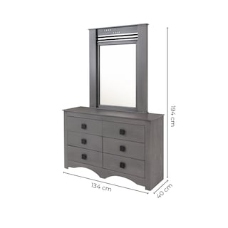 Foto 4 | Tocador - Cajonera Con 6 Cajones Y Espejo Color Gris - Madera Industrializada