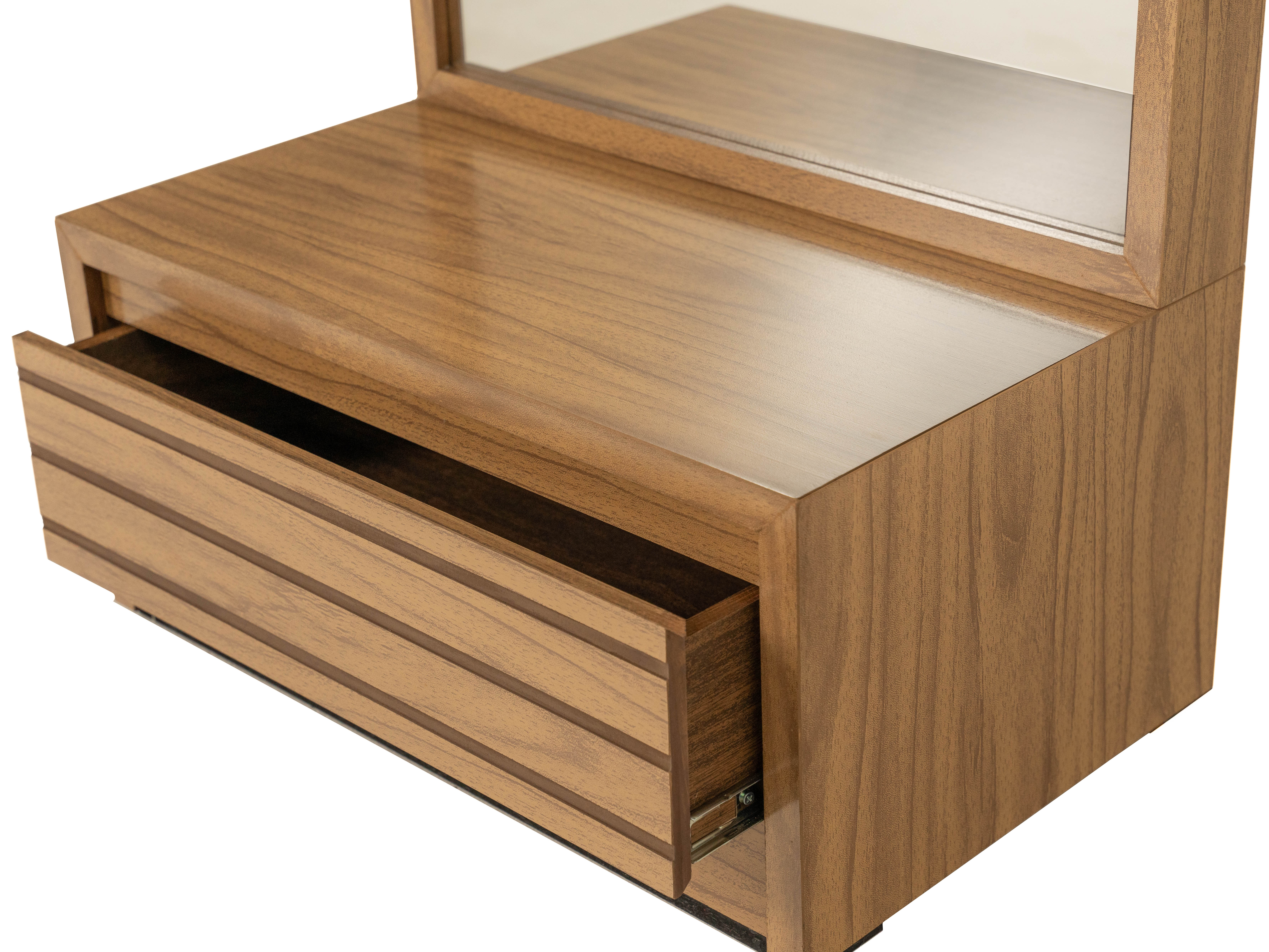Foto 4 pulgar | Espejo De Cuerpo Completo / De Pie Con 1 Cajón Color Natural - Madera Industrializada