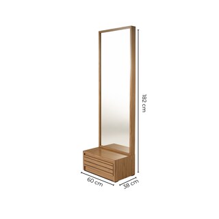 Foto 6 | Espejo De Cuerpo Completo / De Pie Con 1 Cajón Color Natural - Madera Industrializada