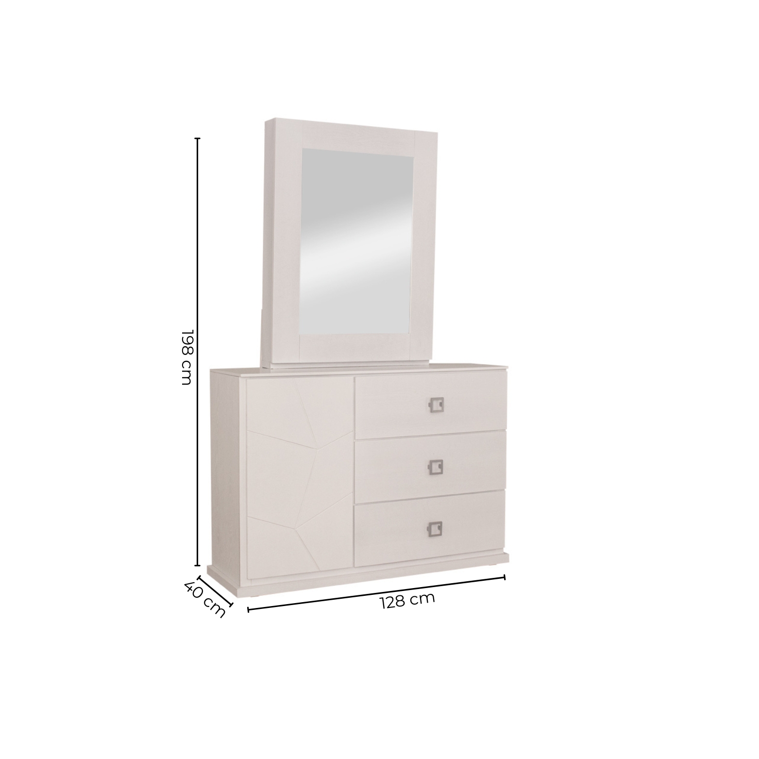 Foto 7 | Tocador - Cajonera Con 3 Cajones Y Espejo Con Almacenamiento Color Blanco - Madera Industrializada
