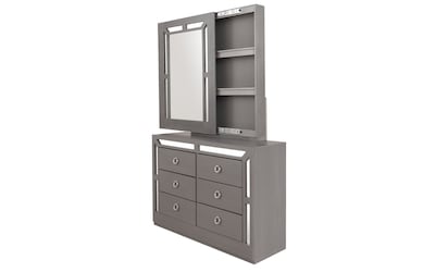 Foto 5 | Tocador - Cajonera Con 6 Cajones Y Espejo Con Almacenamiento Color Gris - Madera Industrializada