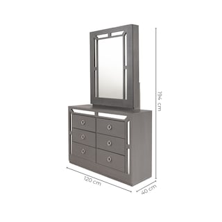 Foto 7 | Tocador - Cajonera Con 6 Cajones Y Espejo Con Almacenamiento Color Gris - Madera Industrializada