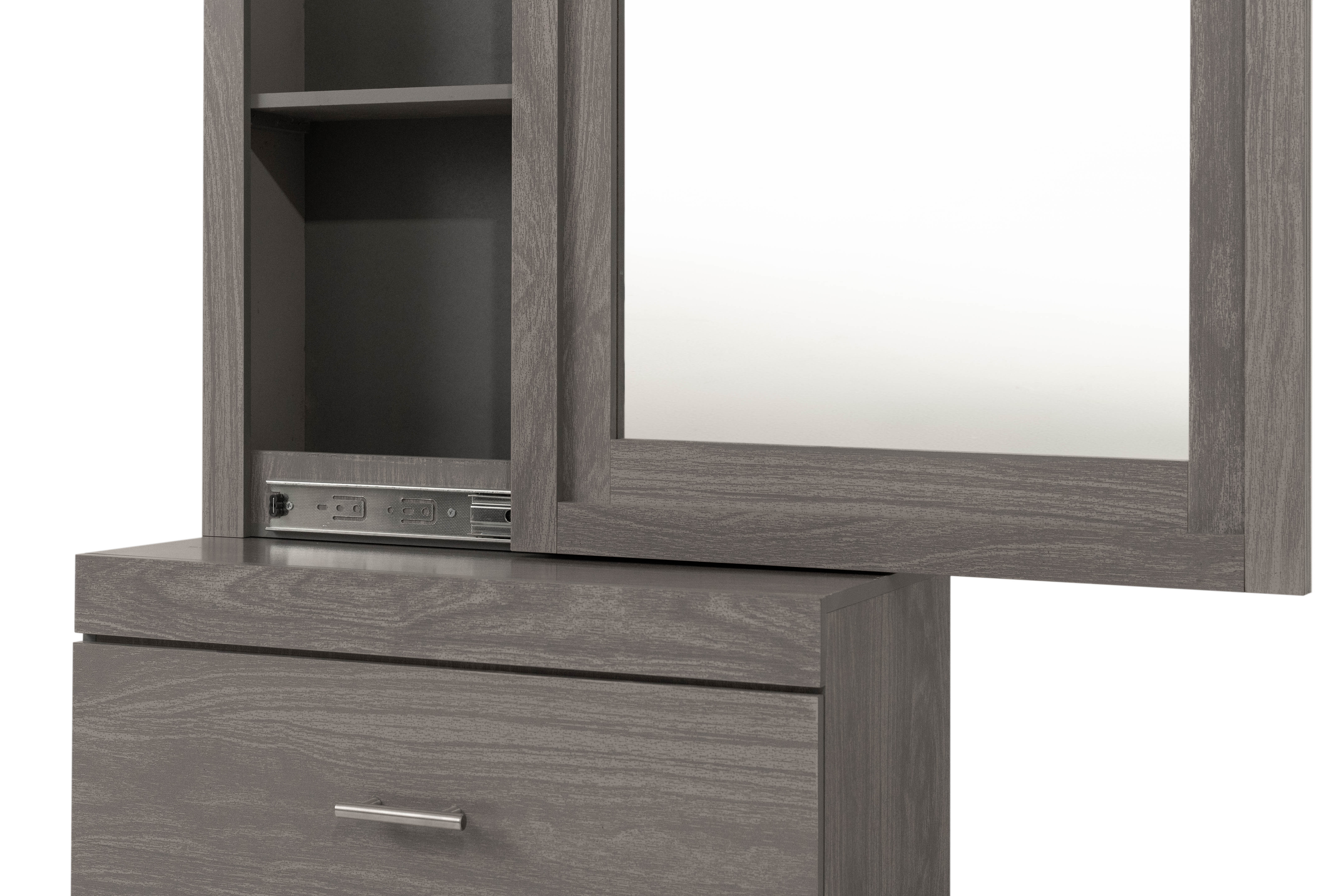 Foto 4 pulgar | Espejo De Cuerpo Completo / De Pie Con Almacenamiento Y 1 Cajón Color Gris - Madera Industrializada