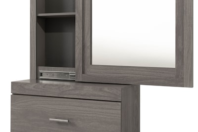 Foto 3 | Espejo De Cuerpo Completo / De Pie Con Almacenamiento Y 1 Cajón Color Gris - Madera Industrializada