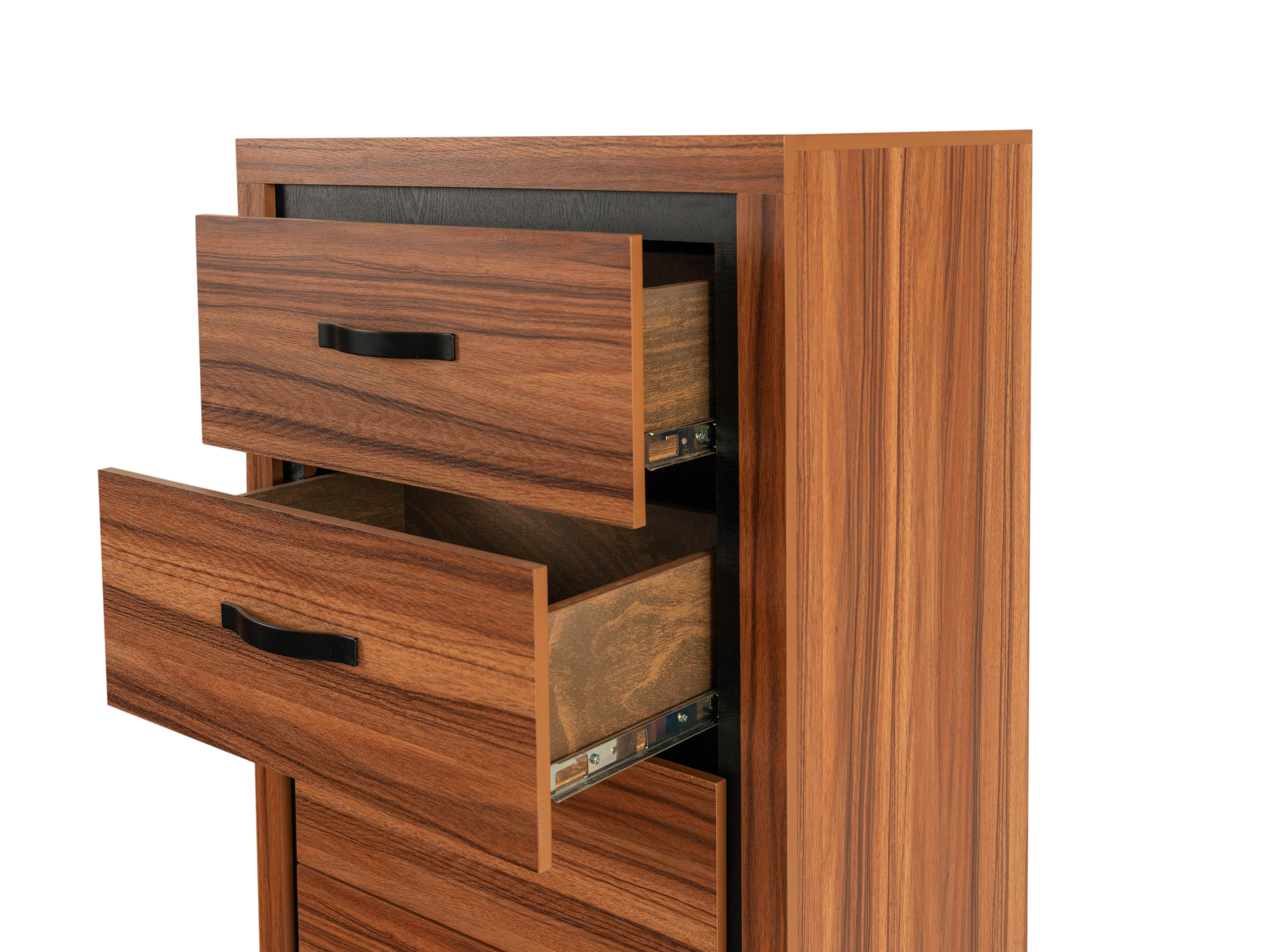 Foto 4 | Tocador - Cajonera Con 5 Cajones Y Espejo De Cuerpo Completo Con Almacenamiento Color Nogal - Melamina