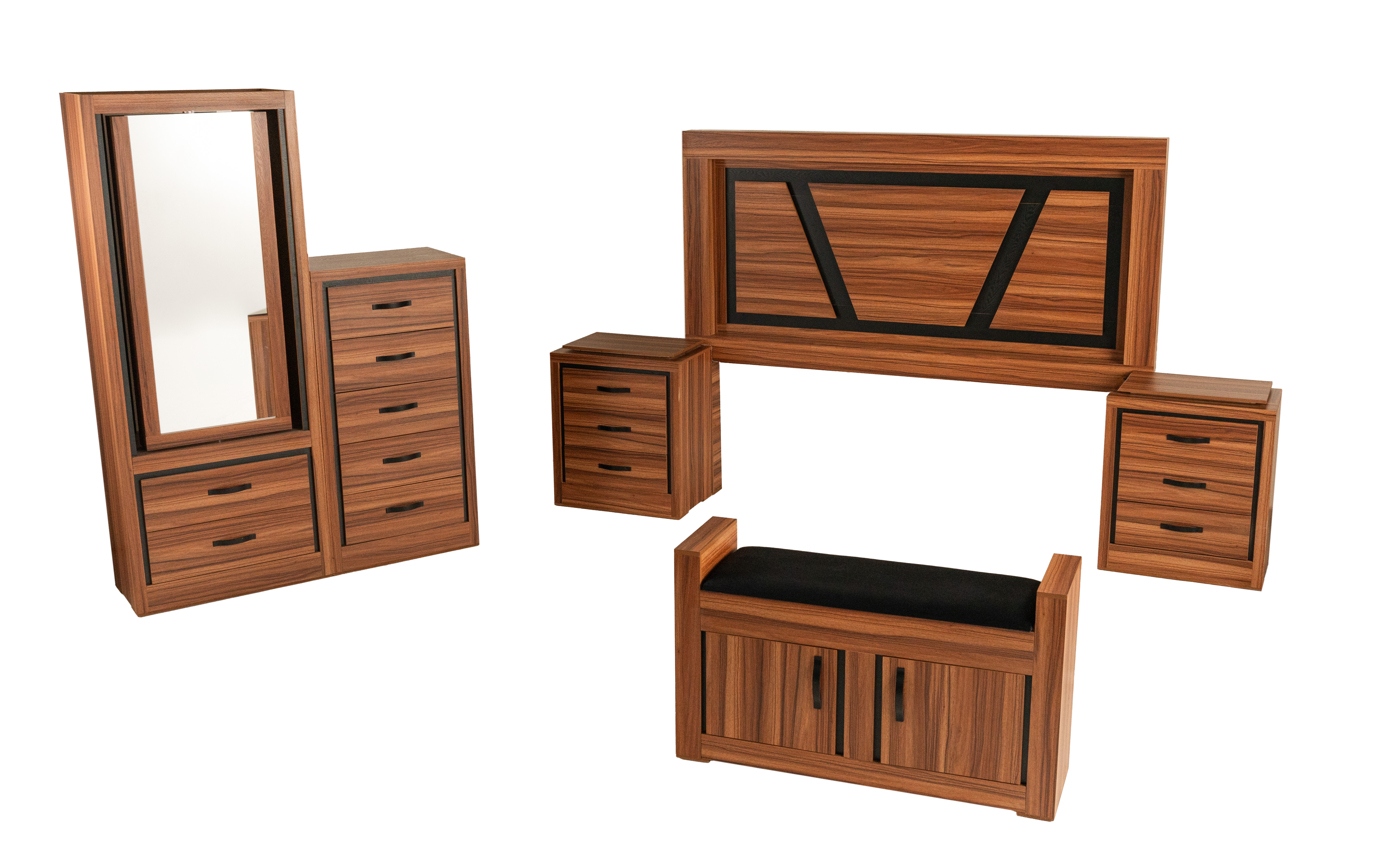 Foto 6 | Tocador - Cajonera Con 5 Cajones Y Espejo De Cuerpo Completo Con Almacenamiento Color Nogal - Melamina
