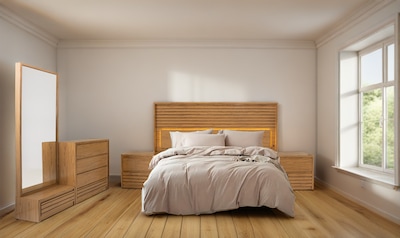 Foto 6 | Tocador - Cajonera Con 4 Cajones Y Espejo De Cuerpo Completo Color Natural - Madera Industrializada