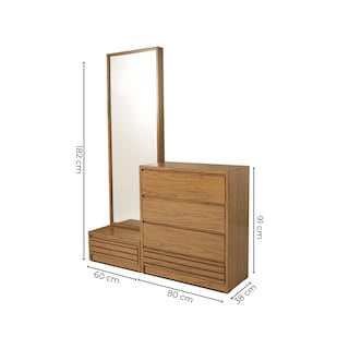 Foto 7 | Tocador - Cajonera Con 4 Cajones Y Espejo De Cuerpo Completo Color Natural - Madera Industrializada