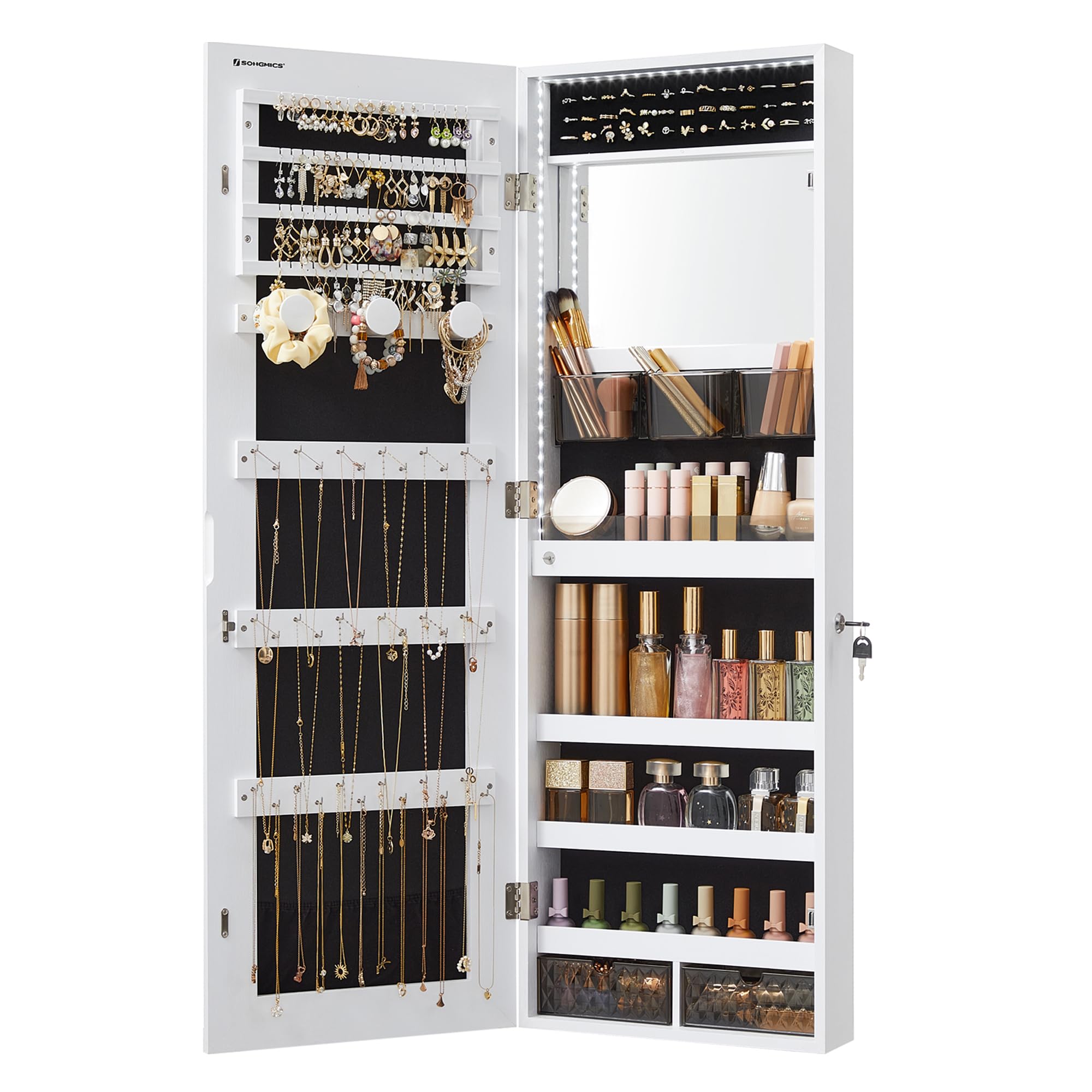 Foto 1 | Armario Organizador Con Espejo Para Joyas Songmics, Blanco - Venta Internacional.