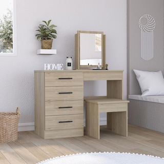 Foto 1 | Mueble Tocador Wesley Beige Y Blanco Virtual Muebles