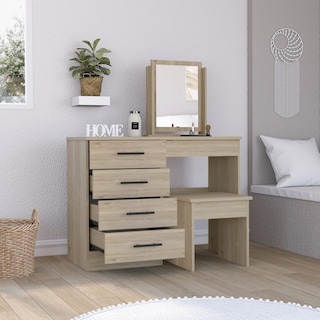 Foto 2 | Mueble Tocador Wesley Beige Y Blanco Virtual Muebles