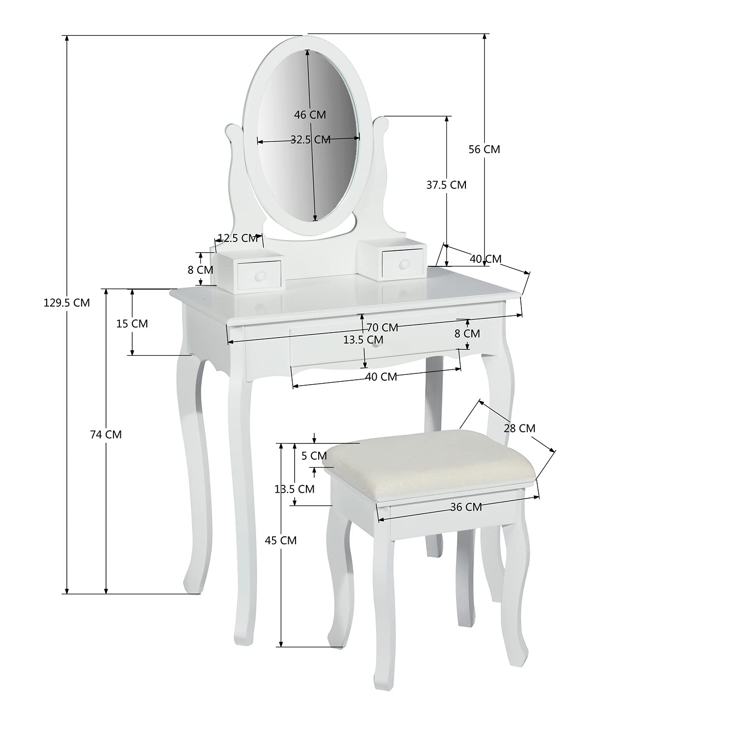 Foto 5 pulgar | Tocador Furniturer Enos Blanco 70 X 40 X 129.5 Cm