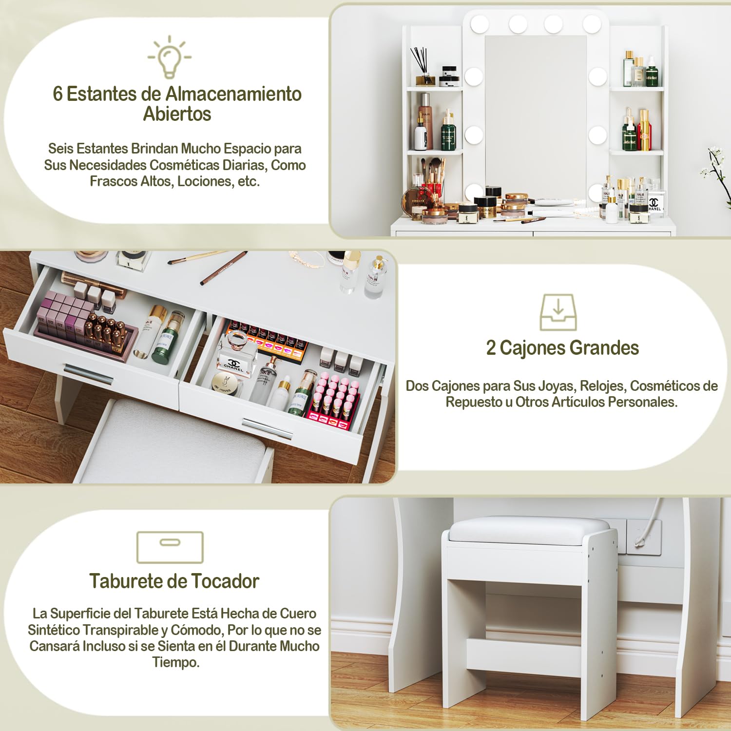 Foto 9 pulgar | Tocador Furniturer Flooca Blanco 80 X 40 X 131 Cm
