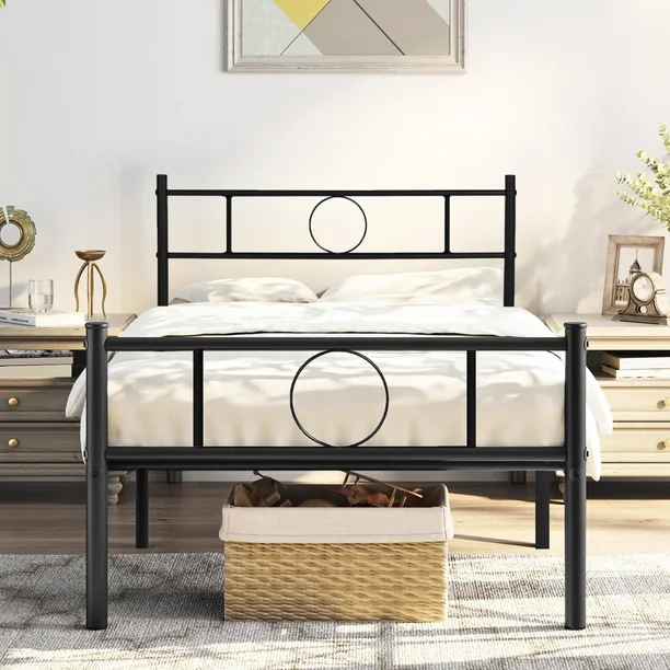 Foto 1 | Cama Individual Metal Cama Base Para Colchon Con Estribo Estructura De Cama gomyhome